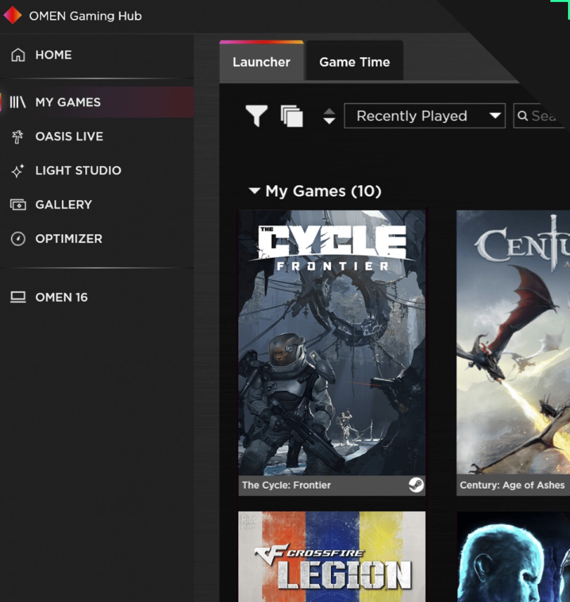 OMEN GAMING HUB UI 