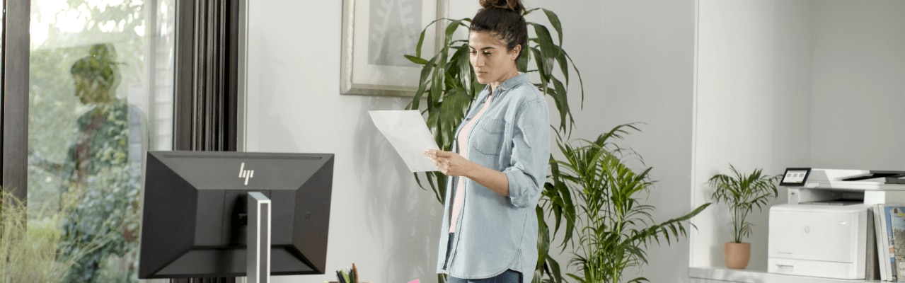 woman looking at some papers