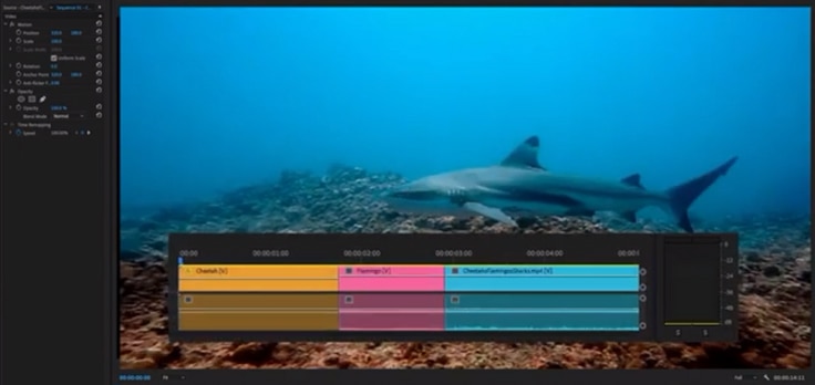 Ảnh chụp màn hình phần mềm Adobe Premiere Pro sử dụng tính năng phát hiện cảnh quay bằng AI
